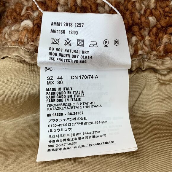 Miu Miu Brown Checkered Rear Slit Wool Blend Skirt Size 44 Made In Italy - Picture 4 of 8